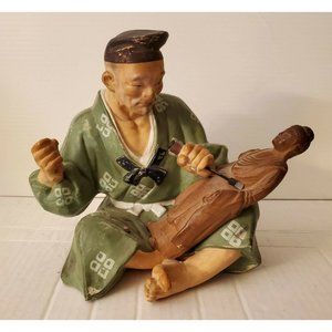 Hand-Painted Green and Brown Artisan Home Art Sculpture
